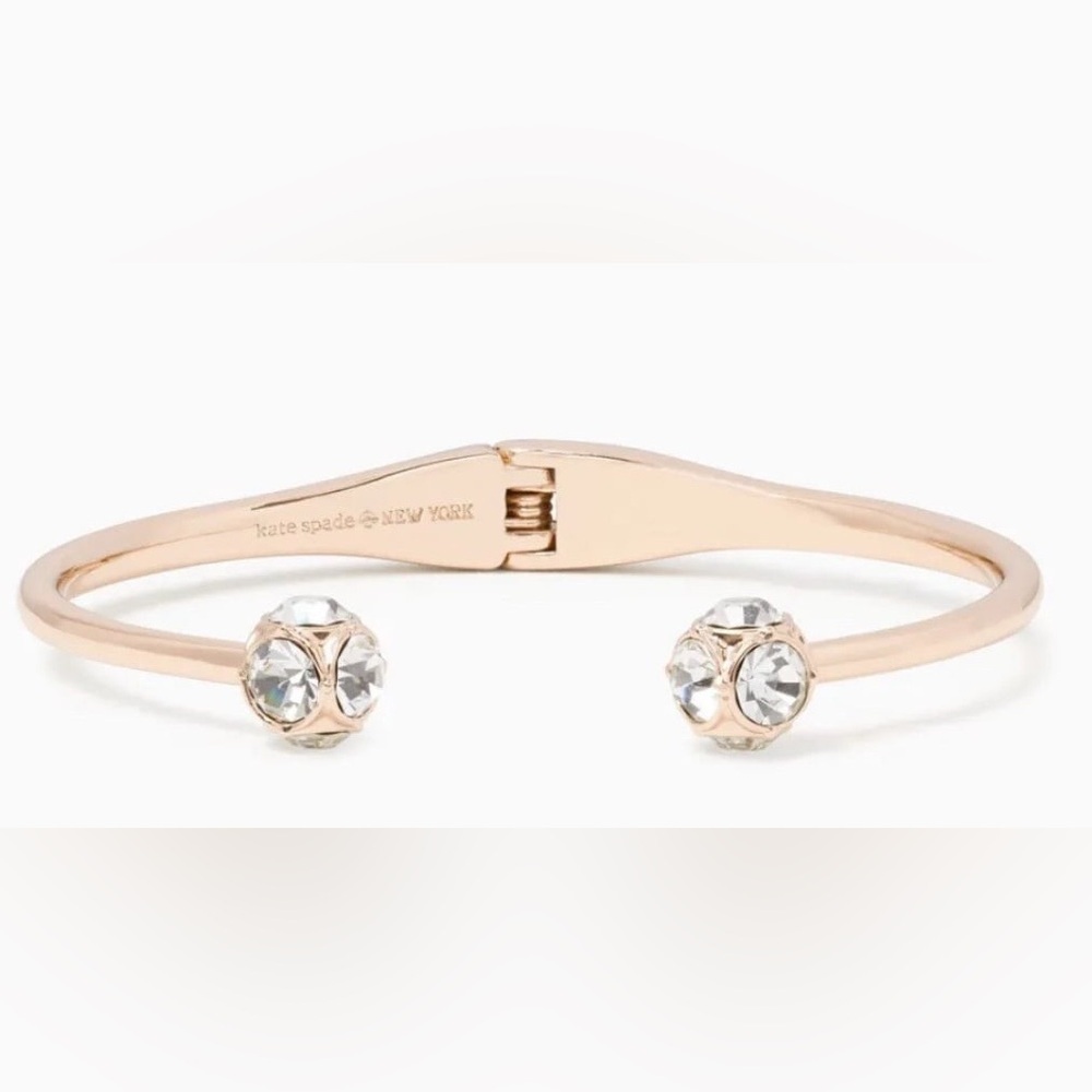 Kate Spade Lady Marmalade Rose Gold CZ Hinged Cuff Bracelet W/ Pouch - Picture 2 of 5